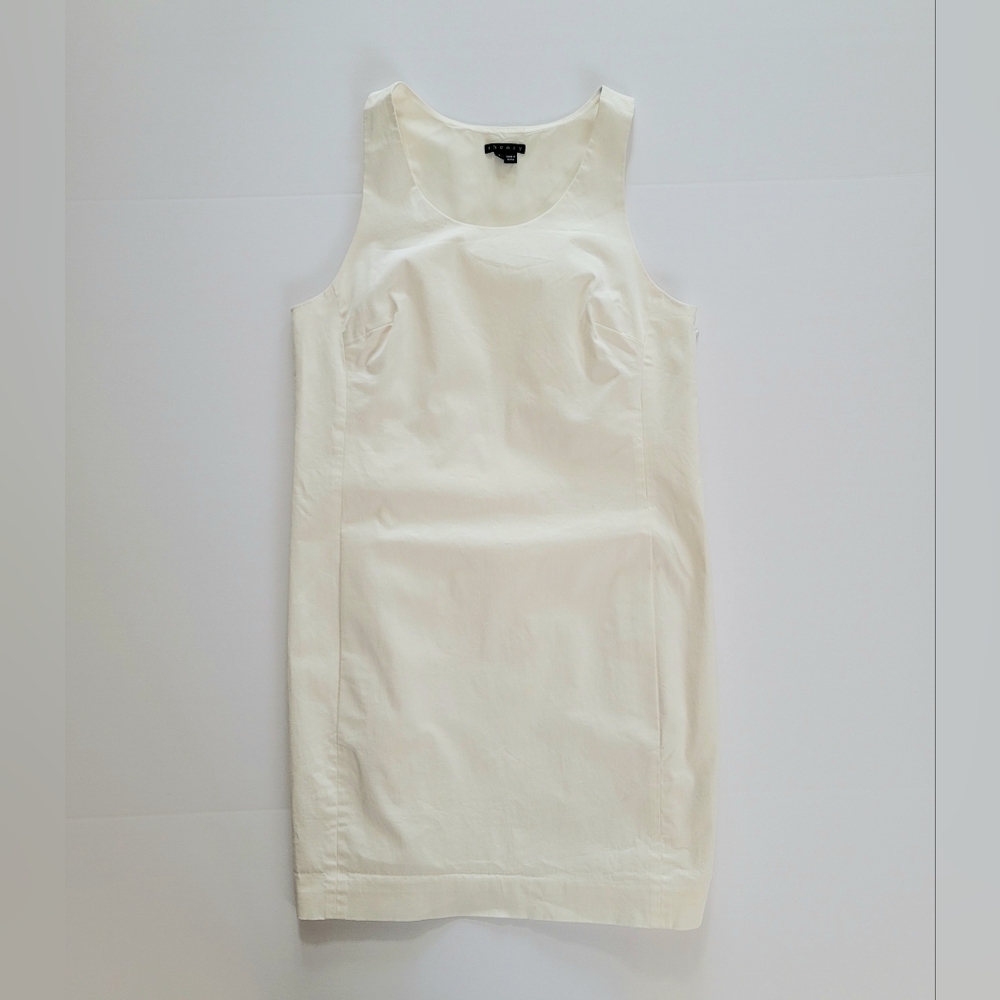 Theory Cream Sleeveless Shift Mini Dress